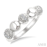 1/20 Ctw Bold Bead Design Single Cut Diamond Fashion Ring in Sterling Silver